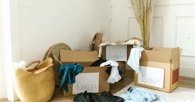 Cardboard boxes labeled